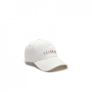 Gorras Lacoste Multicolored Logo Cotton Hombre Blancos | BM4-69756N5
