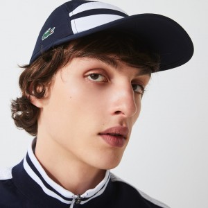 Gorras Lacoste SPORT Lightweight Colorblock Tennis Hombre Azul Marino Azules Blancos Azul Marino Azules | YG3-90389Q9