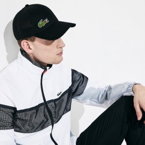 Gorras Lacoste Hombre Negros SPORT Mesh Panel Cotton NB5-89028Q9