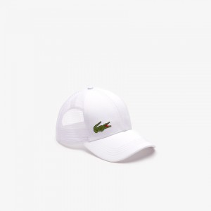Gorras Lacoste SPORT Mesh Panel Cotton Hombre Blancos | RE6-84598Z4