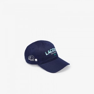 Gorras Lacoste SPORT Miami Open Print Cotton Hombre Azul Marino Azules Blancos | SQ1-08530X3