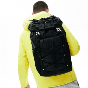 Mochilas Lacoste Hombre Negros Altitude Drawstring Flap Nylon DG0-81838K6