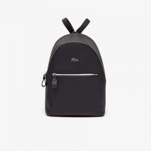 Mochilas Lacoste Daily Classic Coated Piqué Canvas Mujer Negros | YA7-33373S9