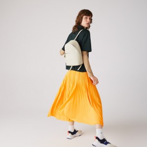 Mochilas Lacoste Daily Classic Coated Piqué Canvas Mujer Kaki Verdes | BB6-42474E9