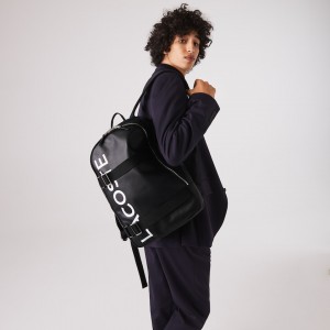 Mochilas Lacoste Hombre Negros Blancos L.12.12 Branded And Strap BU9-66276E0