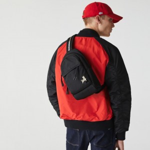 Mochilas Lacoste Hombre Negros Dorados Pocket TW0-09150L9