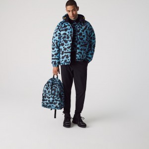 Mochilas Lacoste Hombre Azules Negros x National Geographic Animal Print DR2-88568K4