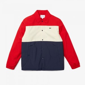 Camisas Lacoste Colorblock Water-Resistant Quilted Hombre Rojos Beige Azul Marino Azules | WH3-13201W0