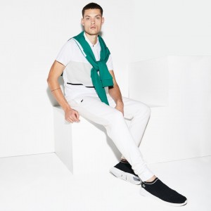 Pantalon Deportivo Lacoste SPORT Fleece Tennis Hombre Blancos | UW2-63596A2