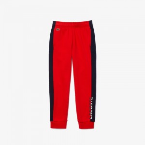 Pantalon Lacoste Niños Rojos Azul Marino Azules Color-Blcoked Fleece Track VZ4-38613D5