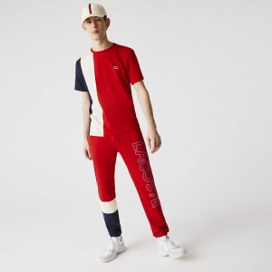 Pantalon Lacoste Colorblock Fleece Track Hombre Rojos Beige Azul Marino Azules | OH1-13551W2