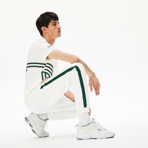 Pantalon Lacoste Colorblock Heritage Stripe Track Hombre Blancos Verdes | VX6-68186Y2