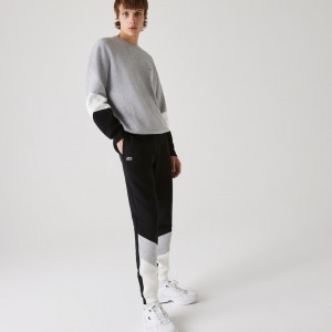 Pantalon Lacoste Colorblock Piqué Fleece Jogging Hombre Blancos Grises Negros | TJ1-70427N6