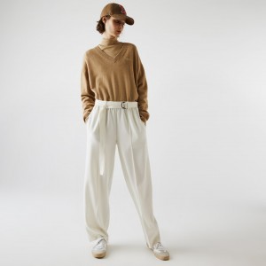 Pantalon Lacoste High-Waisted Flared Wool Blend Mujer Blancos | WP4-05100M4