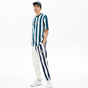 Pantalon Lacoste LIVE Bicolor Fleece Tracksuit Hombre Blancos Azul Marino Azules Blancos | II3-17511X8