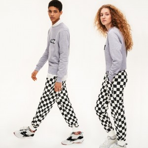 Pantalon Lacoste LIVE Check Fleece Tracksuit Mujer Blancos Negros | AS8-59805G6