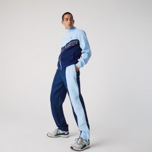 Pantalon Lacoste LIVE Colorblock Light Neoprene Tracksuit Hombre Azules | KW7-45004M7
