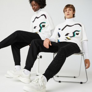 Pantalon Lacoste LIVE Embroidered Cotton Blend Tracksuit Hombre Negros | LM6-81228P5