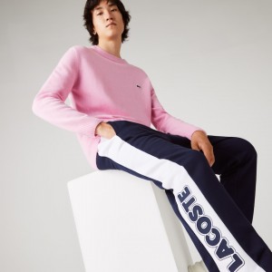 Pantalon Lacoste SPORT Bicolour Fleece Jogging Hombre Azul Marino Azules Blancos | MW0-08780F2