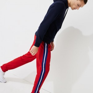 Pantalon Lacoste SPORT Contrast Bands Lightweight Tracksuit Hombre Rojos Azules Blancos | RL7-94599M0