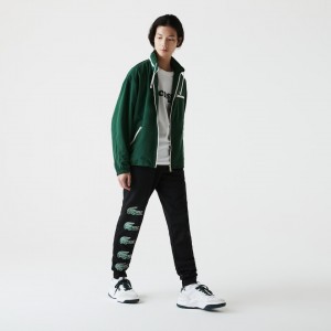 Pantalon Lacoste SPORT Crocodile Print Fleece Jogging Hombre Negros | QX7-88408M8