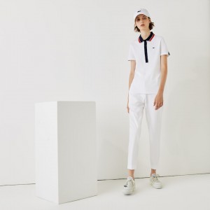 Pantalon Lacoste SPORT Golf Pleated Tech Gabardine Mujer Blancos | ZE5-21552K6