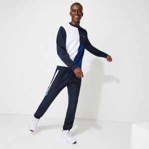 Pantalon Lacoste SPORT Lightweight Color-Block Track Hombre Azul Marino Azules Blancos Turquesa Azul Marino Azules | YU0-02840J1