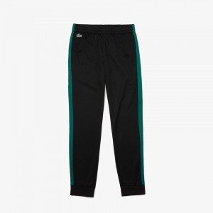 Pantalon Lacoste SPORT Piqué Track Hombre Negros Verdes Negros | ZI1-29362L5