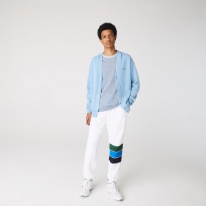 Pantalon Lacoste SPORT Striped Colorblock Tracksuit Hombre Blancos Azul Marino Azules Azules Verdes | NI6-35123M1