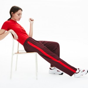 Pantalon Lacoste Side-Stripe Track Mujer Rojos Oscuro Rojos | TW5-81428P4