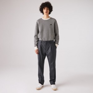 Pantalon Lacoste Virgin Wool And Cashmere Blend Pleated Chino Hombre Grises Grises | ZW2-17051O4