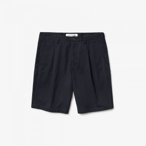 Short Lacoste Pleated Stretch Bermuda Hombre Azul Marino Azules | NP7-07130M1