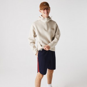 Short Lacoste SPORT Contrast Bands Cotton Blend Hombre Azul Marino Azules Rojos | DK6-73497M9
