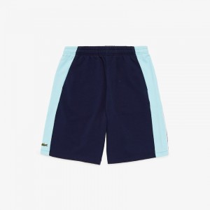 Short Lacoste SPORT Miami Open Colorblock Fleece Hombre Azul Marino Azules Turquesa Blancos | ID5-87788S1