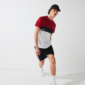 Short Lacoste SPORT Taffeta Tennis Hombre Azul Marino Azules Rojos Blancos | CS5-93759F7