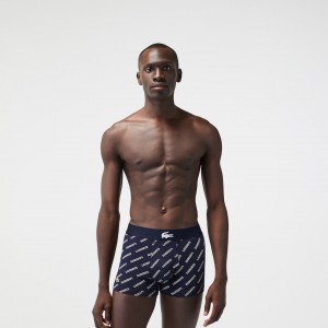 Short Lacoste Stretch Cotton Trunk 3-Pack Hombre Azul Marino Azules Blancos Grises Azul Marino Azules | HF6-50265X8