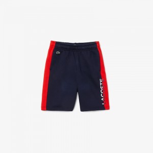 Short Lacoste Niños Azul Marino Azules Rojos Two-Tone Fleece JN0-05670Q4