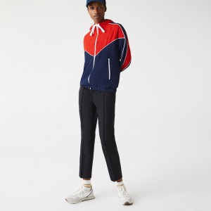 Sudaderas Lacoste Colorblock Zip-Up Hoodie Mujer Azules Blancos Rojos | LX5-84068O4