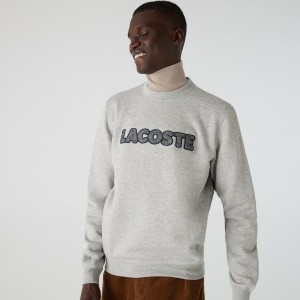 Sudaderas Lacoste Crew Neck Flecked Fleece Hombre Grises | UP8-05210X4
