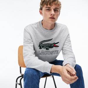 Sudaderas Lacoste Graphic Croc Hombre Grises | MJ2-15311U5