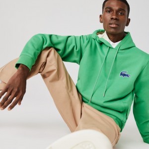 Sudaderas Lacoste Hooded Badge Hombre Verdes | XA6-67976Q6