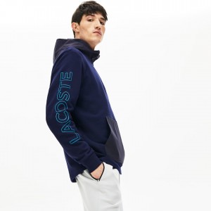 Sudaderas Lacoste Hooded Color-Block Zip Up Hombre Azul Marino Azules Grises Oscuro | KF7-82338L4