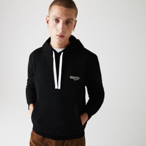 Sudaderas Lacoste Hooded Fleece Hombre Negros | MT9-04400A9