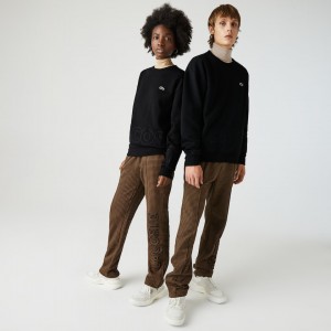 Sudaderas Lacoste LIVE Crew Neck Embroidered Cotton Blend Hombre Negros | SO1-13461L8