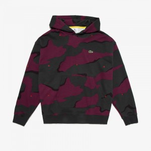 Sudaderas Lacoste LIVE Hooded Camo Print Fleece Hombre Verdes Blancos | PQ7-00710W1