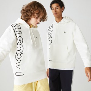Sudaderas Lacoste LIVE Hooded Embroidered Cotton Blend Hombre Blancos Negros | EL6-80918O5