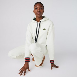 Sudaderas Lacoste Made In France Hooded Organic Cotton Fleece Mujer Blancos | YA3-63546G2