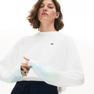 Sudaderas Lacoste Made in France Crew Neck Organic Cotton Mujer Turquesa Verdes Claro Blancos | HY8-03060R4