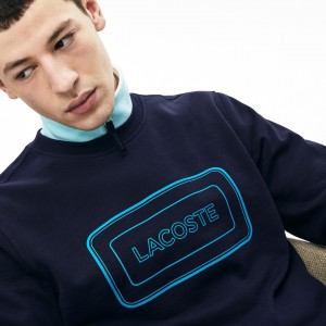 Sudaderas Lacoste Motion Regular Fit Crew Neck Cotton Hombre Azul Marino Azules | RT9-48324G1