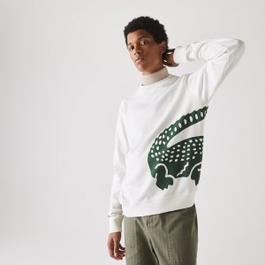 Sudaderas Lacoste Oversize Croc Crew Neck Cotton Hombre Blancos | TS6-68446S7